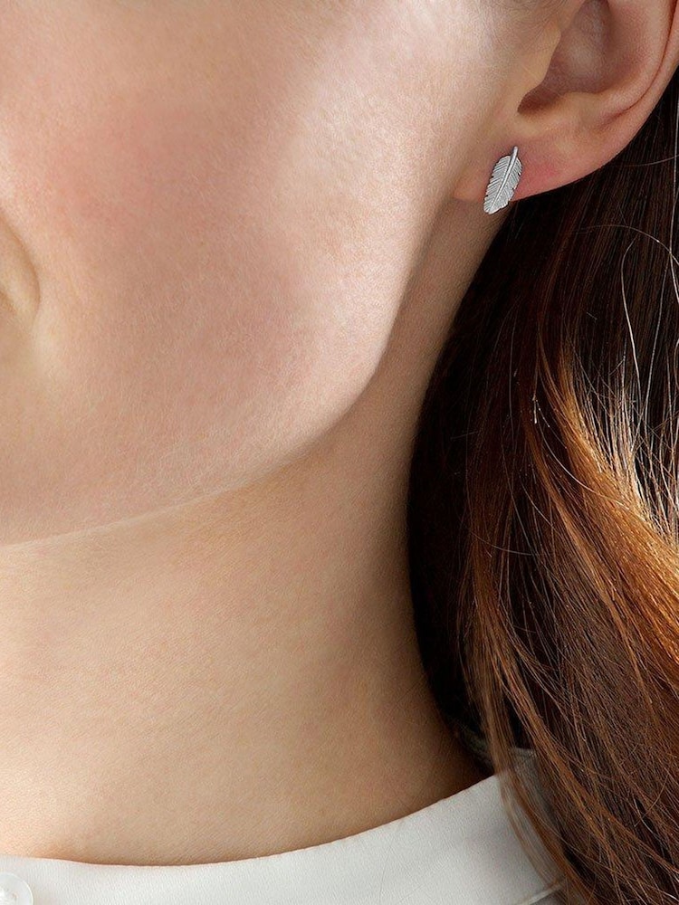 Beaverbrooks Silver Feather Stud Earrings - Image 3 of 3