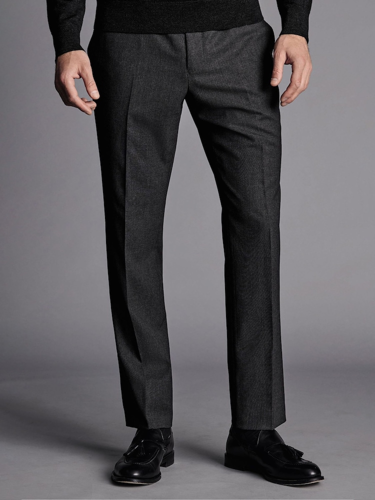 Серый - Бежевые брюки зауженного кроя из саржи Charles Tyrwhitt - Image 1 of 5