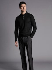 Серый - Бежевые брюки зауженного кроя из саржи Charles Tyrwhitt - Image 3 of 5