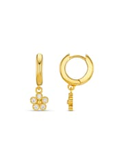 Orelia London Gold Tone Crystal Flower Drop Huggie Hoop Earrings - Image 1 of 3