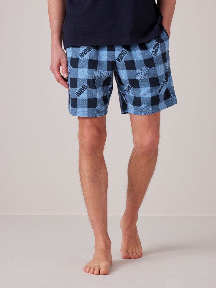 Blue/Navy Marvel Pyjama Shorts - Image 1 of 7
