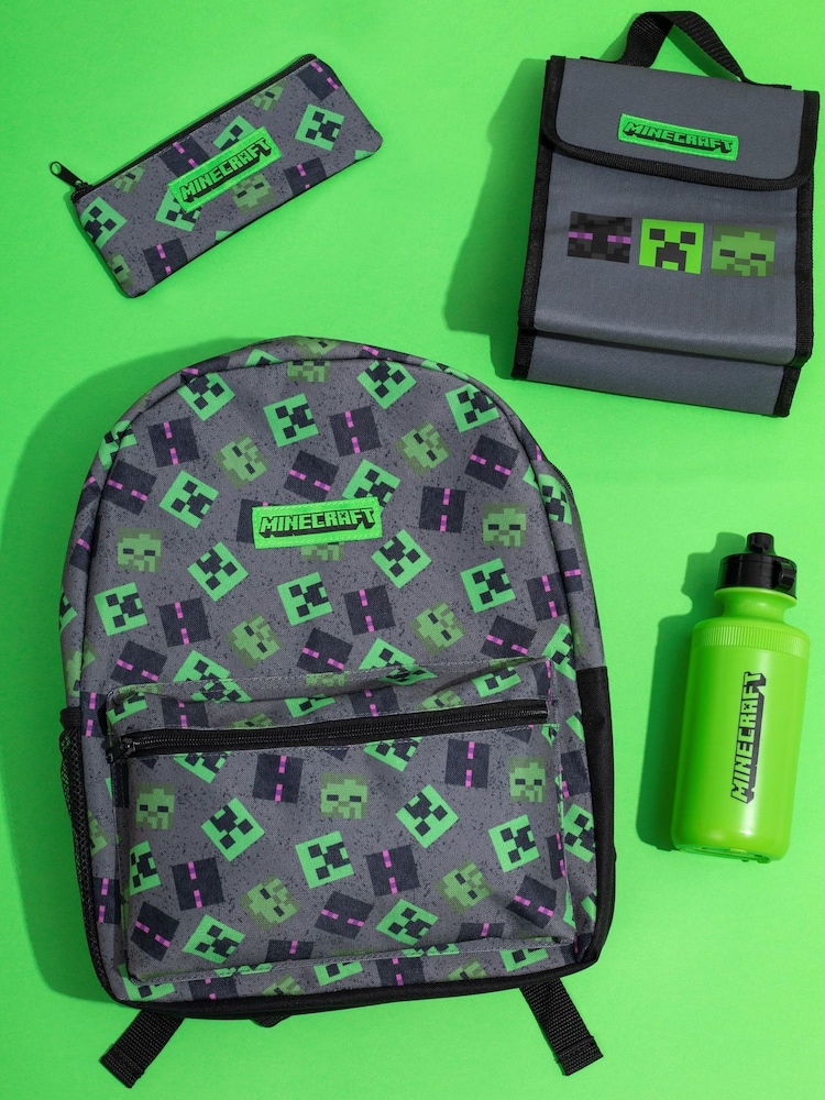 Vanilla Underground Grey Minecraft Boys Creeper 4 Piece Backpack Set - Image 1 of 5