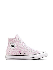 Converse Purple Floral Textured Chuck Taylor Junior Trainers - Image 1 of 12