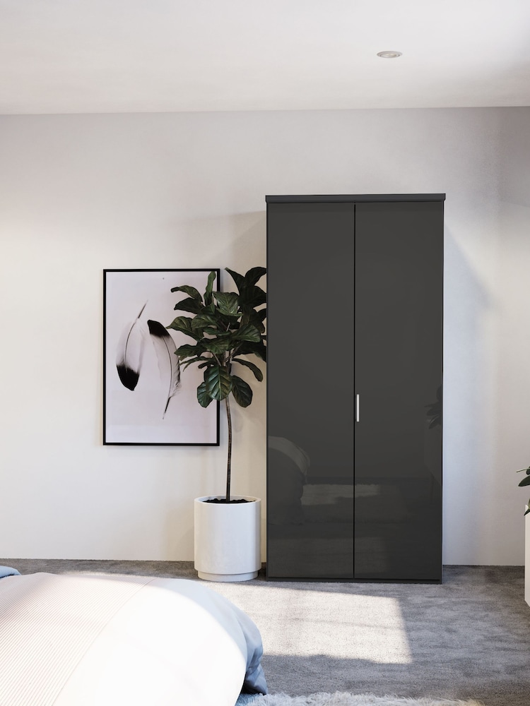Wiemann Peyton Graphite Glass Semi Fitted Double Wardrobe - Image 1 of 6