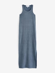 Blue Jersey Ribbed Bodycon Summer Dress - Image 6 of 7