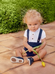 JoJo Maman Bébé Navy 2-Piece Baby Grandad Shirt & Shorts Set - Image 2 of 6