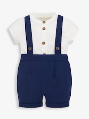JoJo Maman Bébé Navy 2-Piece Baby Grandad Shirt & Shorts Set - Image 4 of 6