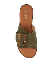 Jones Bootmaker Green Jasmyn Leather Peep Toe Mule Sandals - Image 4 of 5