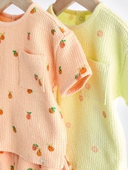 Fluro Green/ Orange Floral 2 Pack Baby T-Shirts and Shorts Set - Image 15 of 16