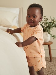 Fluro Green/ Orange Floral 2 Pack Baby T-Shirts and Shorts Set - Image 4 of 16