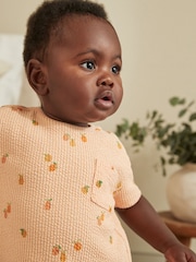 Fluro Green/ Orange Floral 2 Pack Baby T-Shirts and Shorts Set - Image 5 of 16
