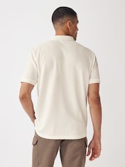Neutral/White Vertical Stripe Quarter Zip Polo Shirt - Image 3 of 7