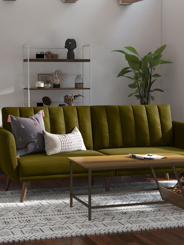 Novogratz Green Brittany Linen Sofa Bed - Image 1 of 4