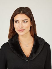 Yumi Black Bolero with Detachable Faux Fur Collar - Image 4 of 5