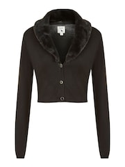 Yumi Black Bolero with Detachable Faux Fur Collar - Image 5 of 5