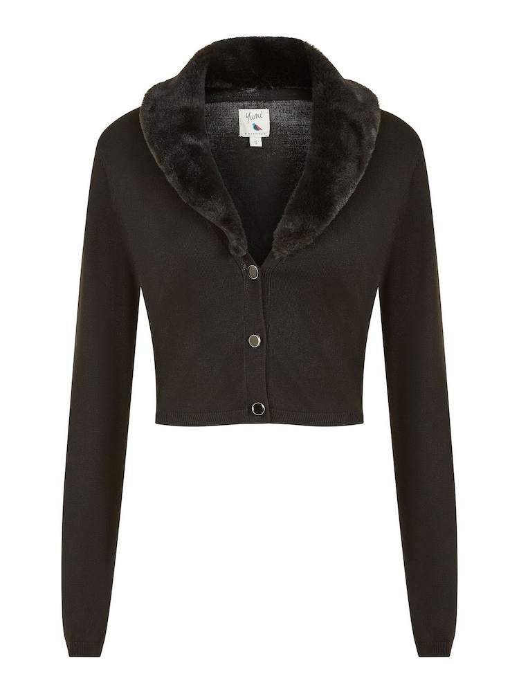Yumi Black Bolero with Detachable Faux Fur Collar - Image 5 of 5