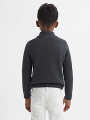 Reiss Anthracite Grey Tempo 9-14 yrs Slim Fit Knitted Half-Zip Funnel Neck Jumper - Image 4 of 5