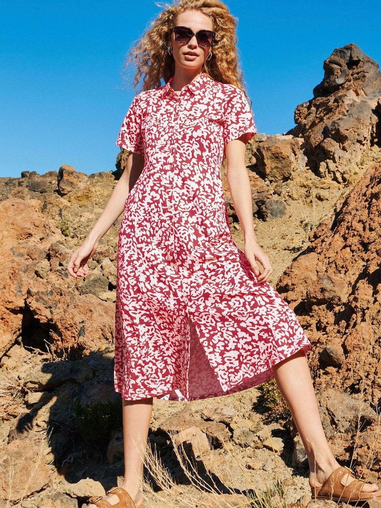 White Stuff Red Rua Jersey Shirt Dress - Image 1 of 4