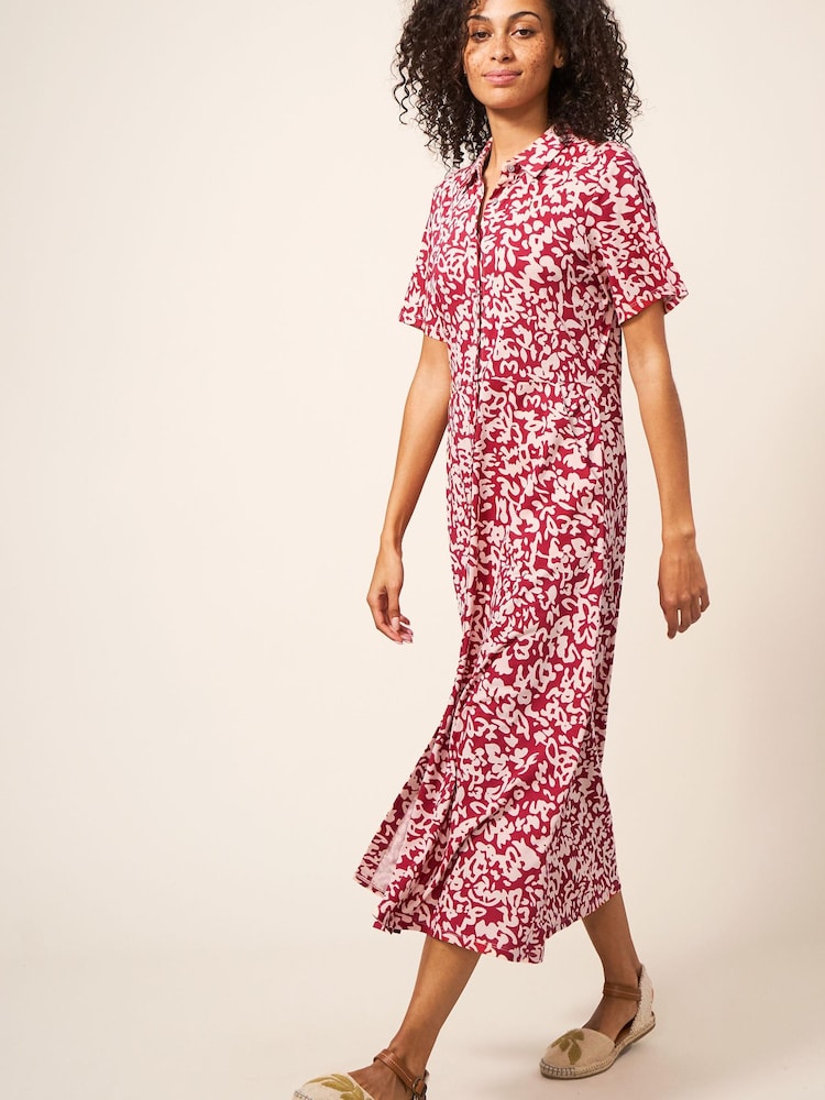 White Stuff Red Rua Jersey Shirt Dress - Image 2 of 4