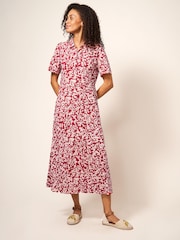 White Stuff Red Rua Jersey Shirt Dress - Image 4 of 4