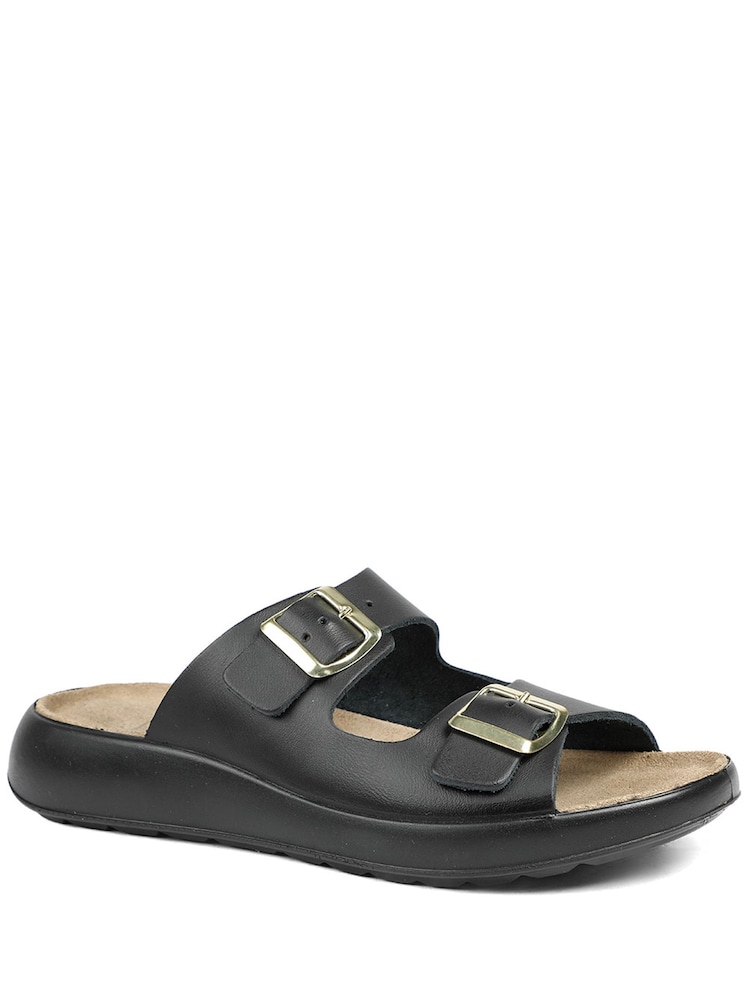 Jones Bootmaker Black Harlowe Wide Fit Leather Sandals - Image 1 of 5