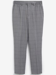 Light Grey Slim Fit Check Trousers With Elasticated Waist - Image 2 of 4