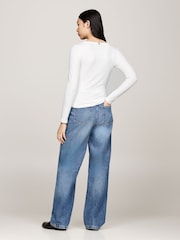 Tommy Hilfiger Cream Slim Fit Long Sleeve T-Shirt - Image 3 of 6