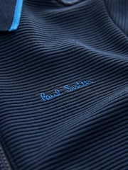 Paul Smith Junior Boys Navy Short Sleeve Signature Zip Polo Shirt - Image 11 of 12