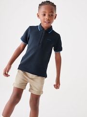 Paul Smith Junior Boys Navy Short Sleeve Signature Zip Polo Shirt - Image 8 of 12