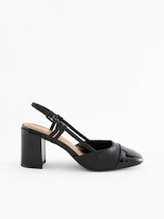 Black Forever Comfort® Square Toe Slingback Block Heel Shoes - Image 2 of 8