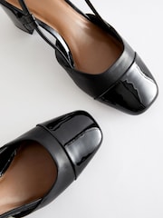 Black Forever Comfort® Square Toe Slingback Block Heel Shoes - Image 3 of 8