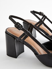 Black Forever Comfort® Square Toe Slingback Block Heel Shoes - Image 5 of 8
