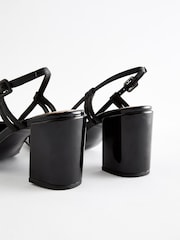 Black Forever Comfort® Square Toe Slingback Block Heel Shoes - Image 7 of 8