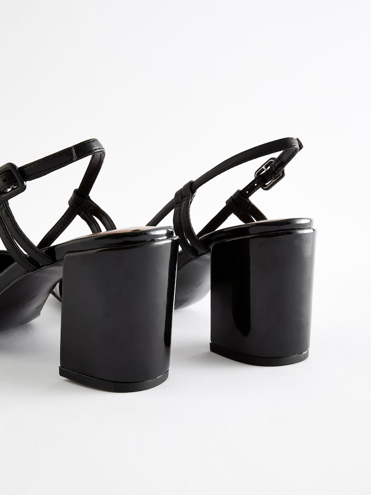 Black Forever Comfort® Square Toe Slingback Block Heel Shoes - Image 7 of 8