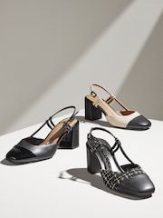 Black Forever Comfort® Square Toe Slingback Block Heel Shoes - Image 8 of 8
