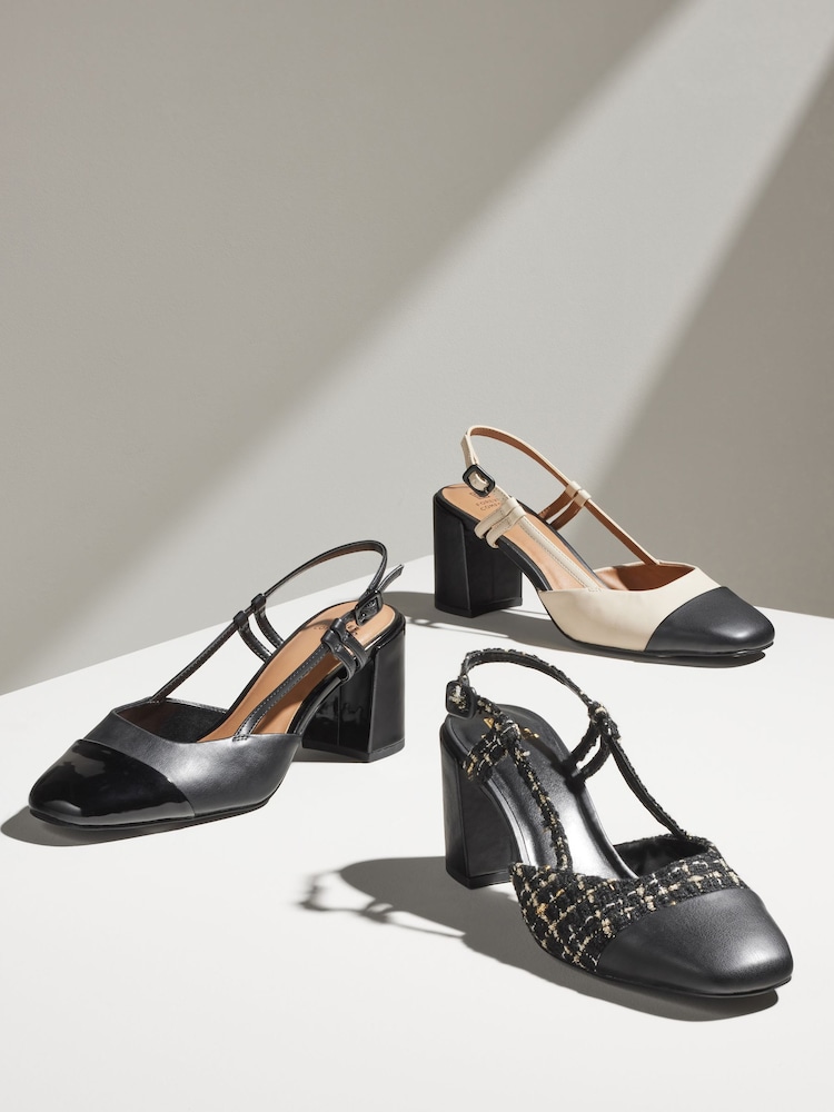 Black Forever Comfort® Square Toe Slingback Block Heel Shoes - Image 8 of 8
