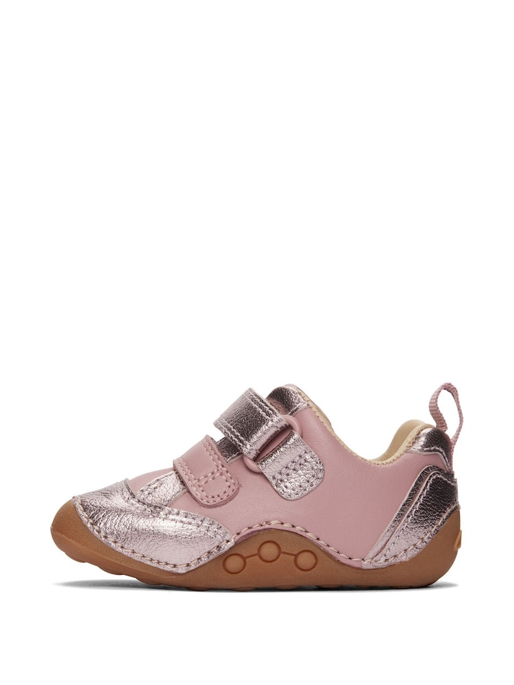 Clarks Pink Dusty Leather Tiny Sky Toddler Shoes - Image 2 of 7 Clarks Pink Dusty Leather Tiny Sky Toddler Shoes - Image 2 of 7