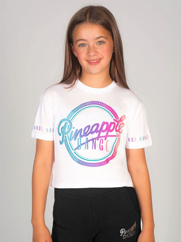 Pineapple White Logo Girls Crop T-Shirt - Image 1 of 5