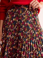 Boden Red Pleated Midi Skirt - Image 4 of 6