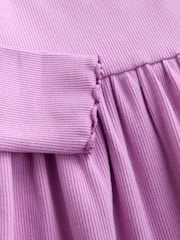 Broderie lapin lilas - Robe côtelée brodée à manches longues (3mois-7ans) - Image 4 de 5