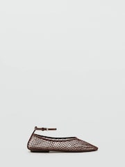 Mango Brown Mesh Ballet Flats - Image 1 of 4