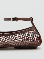 Mango Brown Mesh Ballet Flats - Image 3 of 4