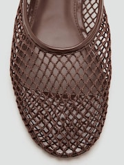 Mango Brown Mesh Ballet Flats - Image 4 of 4