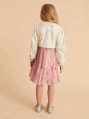 Laura Ashley Pink/Cream Embroidered 2-in-1 Mesh Dress - Image 4 of 12