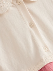 Laura Ashley Pink/Cream Embroidered 2-in-1 Mesh Dress - Image 9 of 12