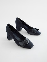 Navy Forever Comfort® Square Toe Bow Court Shoes - Image 1 of 6