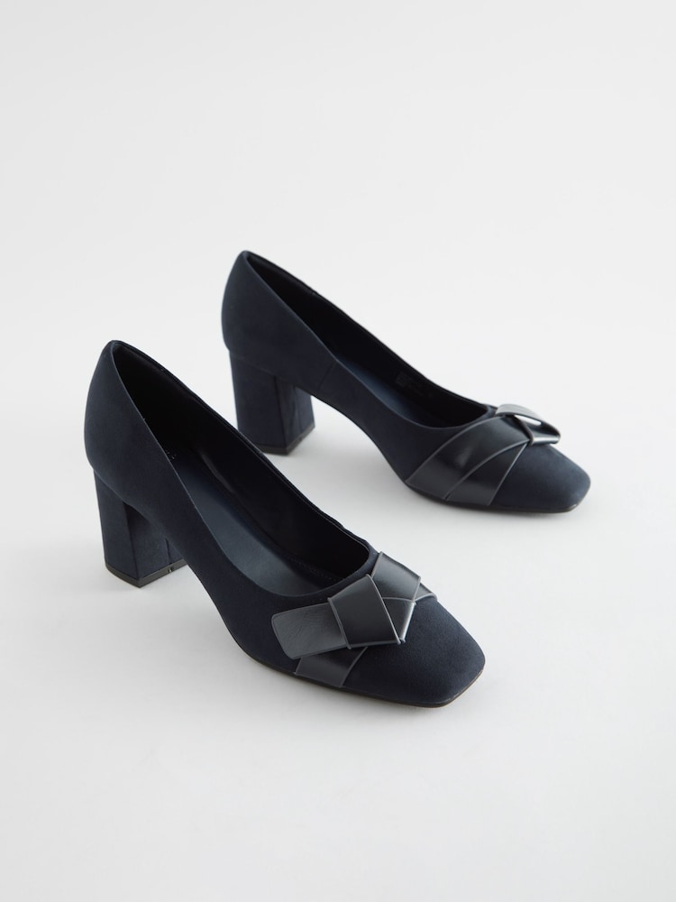 Navy Forever Comfort® Square Toe Bow Court Shoes - Image 1 of 6