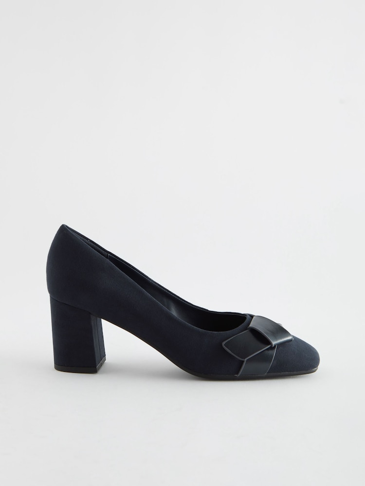 Navy Forever Comfort® Square Toe Bow Court Shoes - Image 2 of 6 Navy Forever Comfort® Square Toe Bow Court Shoes - Image 2 of 6