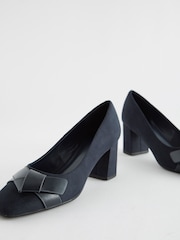 Navy Forever Comfort® Square Toe Bow Court Shoes - Image 6 of 6