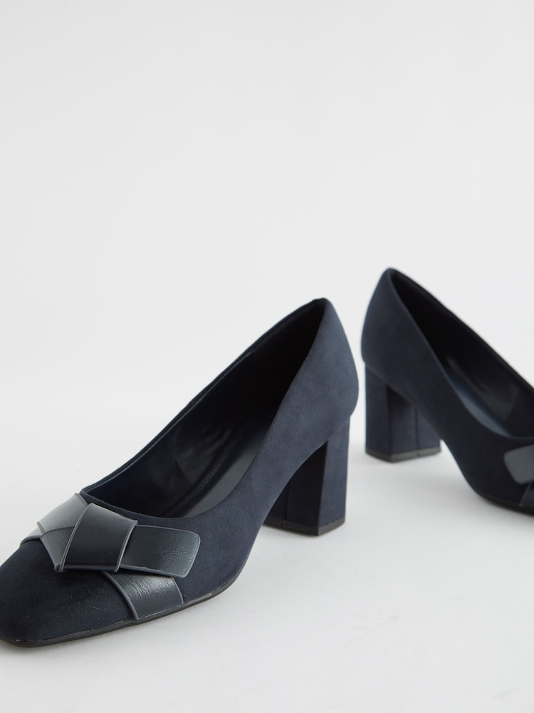 Navy Forever Comfort® Square Toe Bow Court Shoes - Image 6 of 6